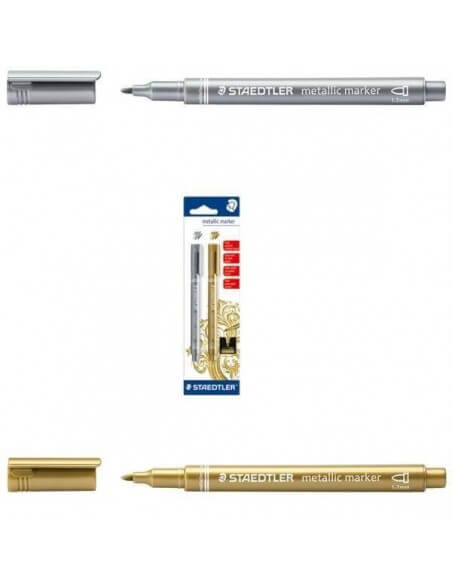 detalle trazo dorado de rotulador metálico Staedtler