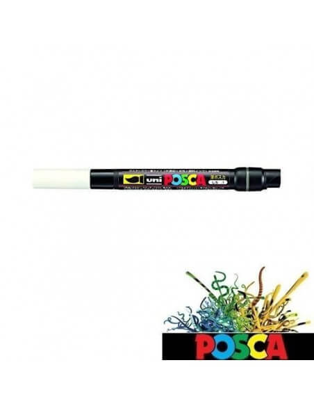Marcador Uni Posca Pincel en acción sobre vidrio