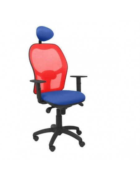 Silla oficina malla roja Bali con cabecero Piqueras y Crespo