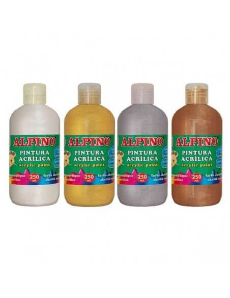 pintura acrílica metalizada Alpino 250 ml sobre cartón