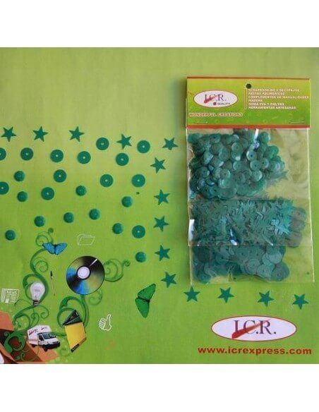 Detalle de lentejuelas en forma de estrella coloridas