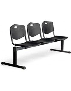 asiento triple con respaldo de PVC fácil de limpiar