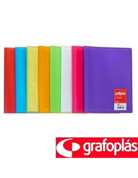 Carpeta tamaño folio translúcida 30 fundas