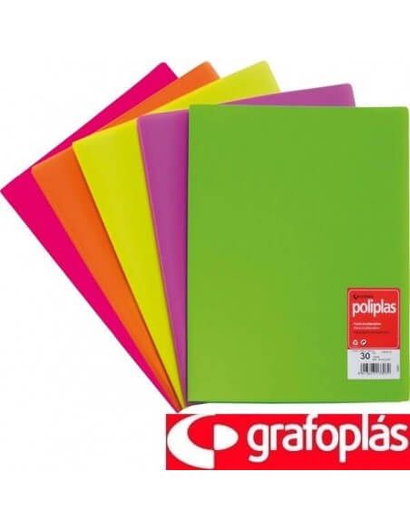 carpeta con 30 fundas fluorescente Grafoplas