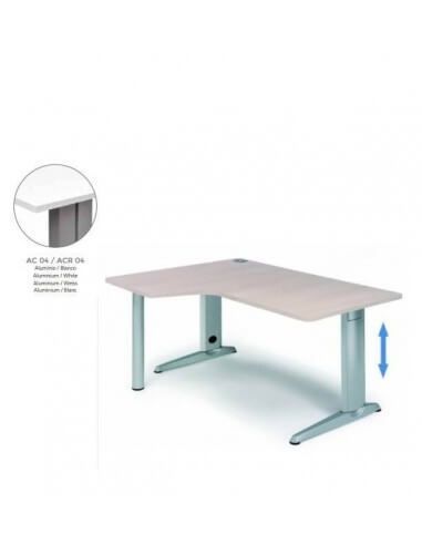 Mesa de Rocada Metal Adjust L izquierda 160x120 con estructura de acero