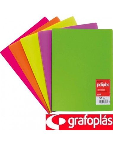 Interior carpeta Poliplas con fundas soldadas al lomo