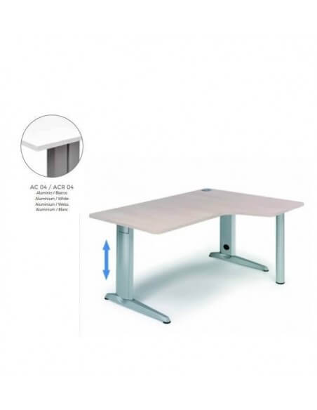Mesa Rocada Metal Adjust blanca 180x120 cm en L derecha