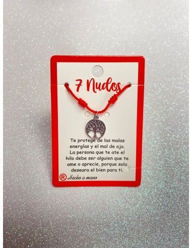 Pulsera con 7 nudos roja con dije de...