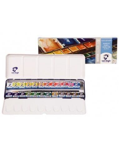 SET ACUARELA EN CAJA DE METAL CON 24 MED