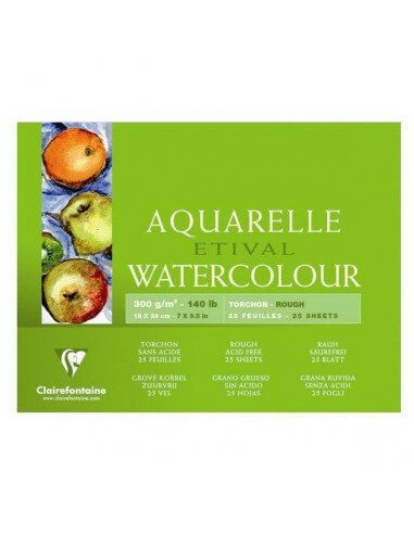 BLOC DE DIBUJO PARA ACUARELA ETIVAL GRANO GRUESO 360 GR 18 X 24