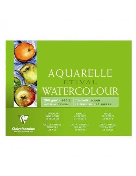 BLOC DE DIBUJO PARA ACUARELA ETIVAL GRANO GRUESO 360 GR 18 X 24