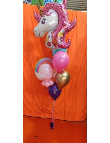 Ramo de globos unicornio tonos...