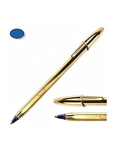 Bolígrafo BIC Cristal Aniversario dorado y plateado punta media