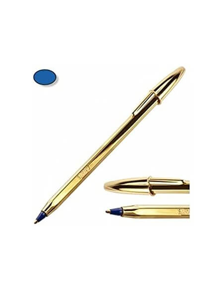 Bolígrafo BIC Cristal Aniversario dorado y plateado punta media