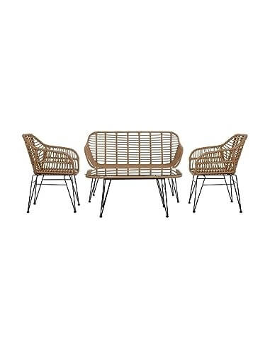 SOFA SET 4 RATAN SINTETICO ACERO...