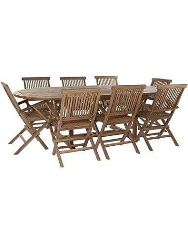 MESA COMEDOR SET 9 TECA 180X120X75...