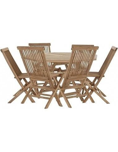MESA COMEDOR SET 7 TECA 120X120X75 6...