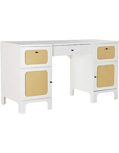ESCRITORIO ABETO RATAN 140X50X76 BLANCO