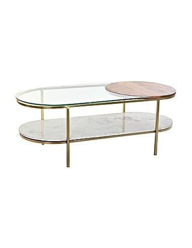MESA CAFE METAL MARMOL 116X50X43 DORADO
