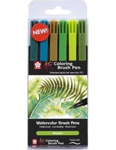 Rotuladores Brush Koi Botanic 6 colores