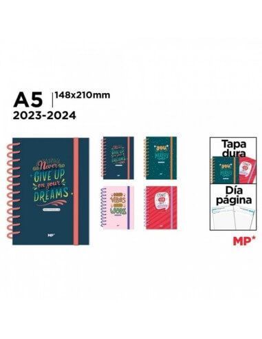 Agenda escolar día página A5 tapa...