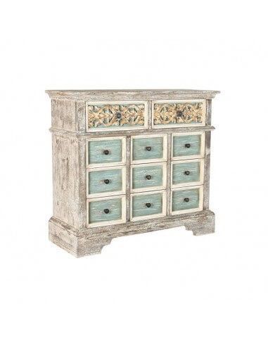 COMODA MADERA 99X38X91 11 CAJONES BLANCO