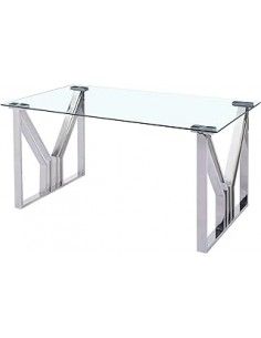 MESA COMEDOR ACERO CRISTAL...