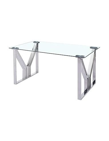 MESA COMEDOR ACERO CRISTAL 180X90X75...