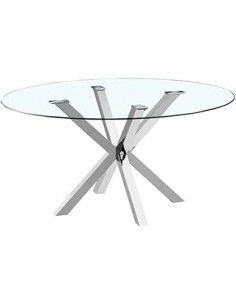 MESA COMEDOR ACERO CRISTAL...