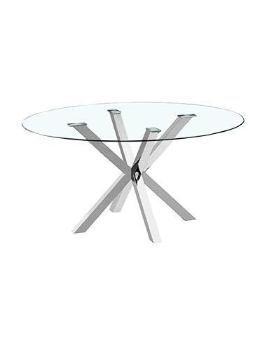 MESA COMEDOR ACERO CRISTAL 110X110X76...