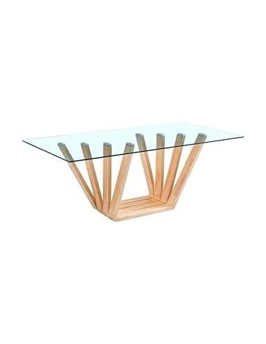 MESA COMEDOR NOGAL CRISTAL 200X100X75