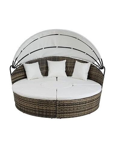 CAMA CHILL OUT RATAN SINTETICO ACERO...