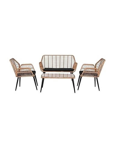SOFA SET 4 RATAN SINTETICO METAL...