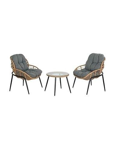 SILLON SET 3 RATAN SINTETICO METAL...