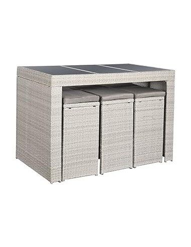 MESA SET 7 RATAN SINTETICO ACERO...