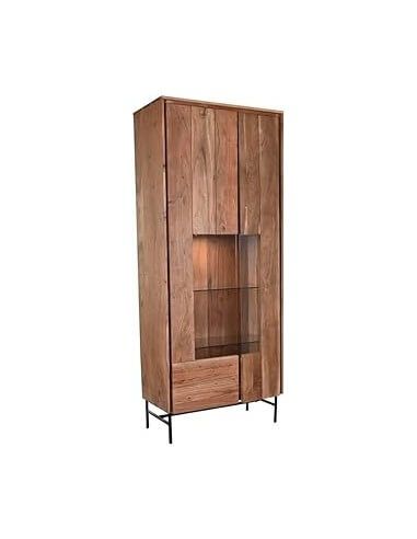 VITRINA ACACIA CRISTAL 80X40X197 MARRON