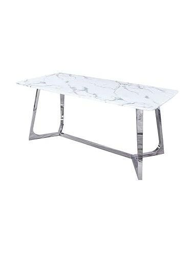 MESA COMEDOR ACERO MARMOL 180X90X76...