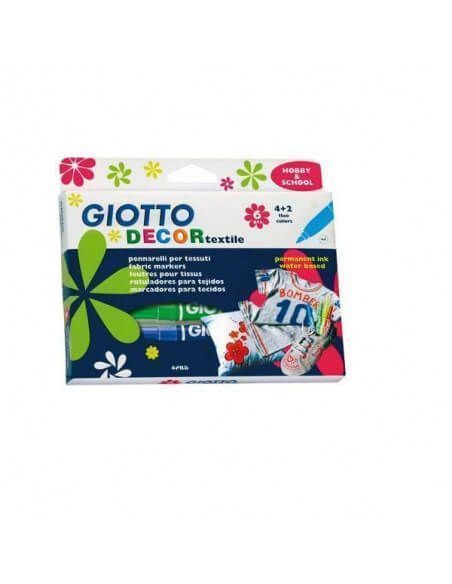 GIOTTO DECOR TEXTIL NUEVO ESTUCHE DE 6 (4+2 FLUO)