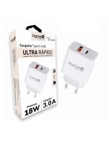 Cargador USB y Tipo-C 18W