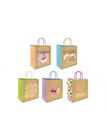 Bolsa Kraft mensajes 26x8x24 cm