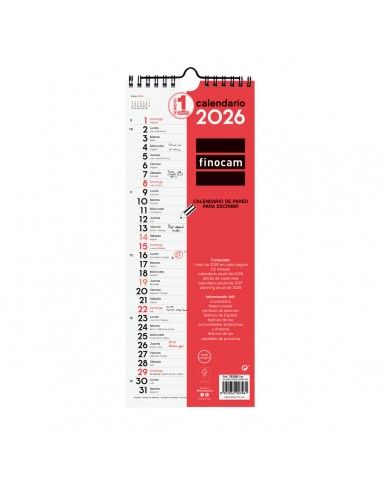 Calendario de pared Finocam 2026 formato largo M