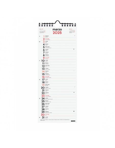 Calendario pared escribir Finocam mensual largo