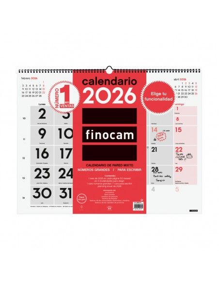 Calendario pared mixto XL Finocam 2026 gran formato