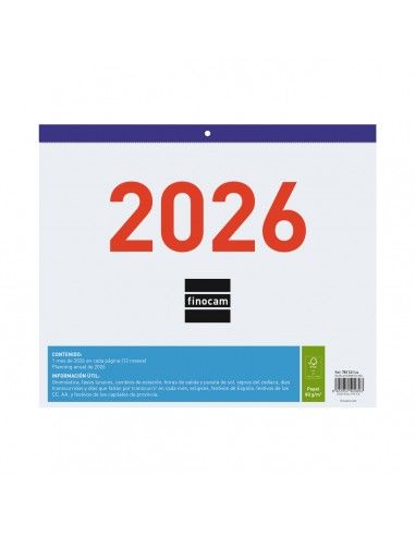 Calendario faldilla escribir F43 Finocam 2026 con colgador