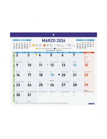 Finocam calendario anual F43 2026 para pared