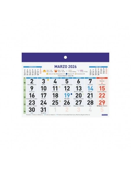 Finocam calendario pared F93 2026 visión rápida del mes
