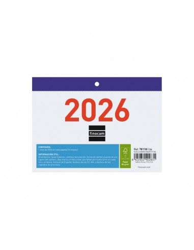 Calendario faldilla Finocam F92 2026 con números grandes