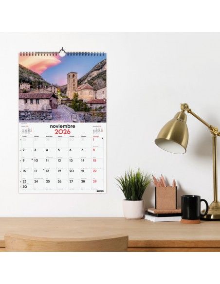 Finocam calendario 2026 pared con fotos de pueblos bonitos