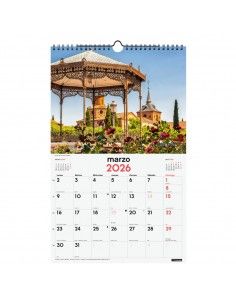 Calendario pared espiral 2026 Finocam con imágenes de ciudades 2