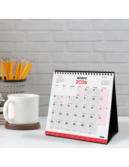 Finocam calendario sobremesa 2026 con pestañas y espacio notas